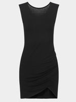 Wholesale Black Side Pleated Sexy Dress