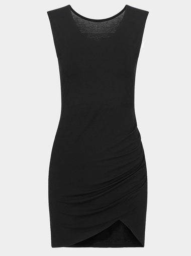 Wholesale Black Side Pleated Sexy Dress