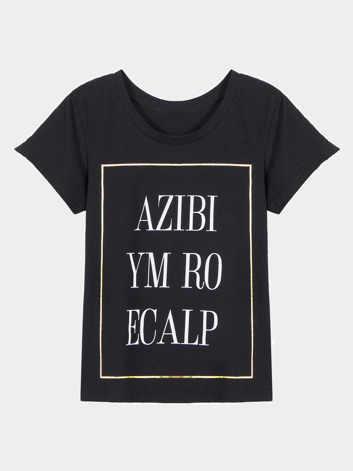 Wholesale Letter Print T-Shirt With Round Neckline