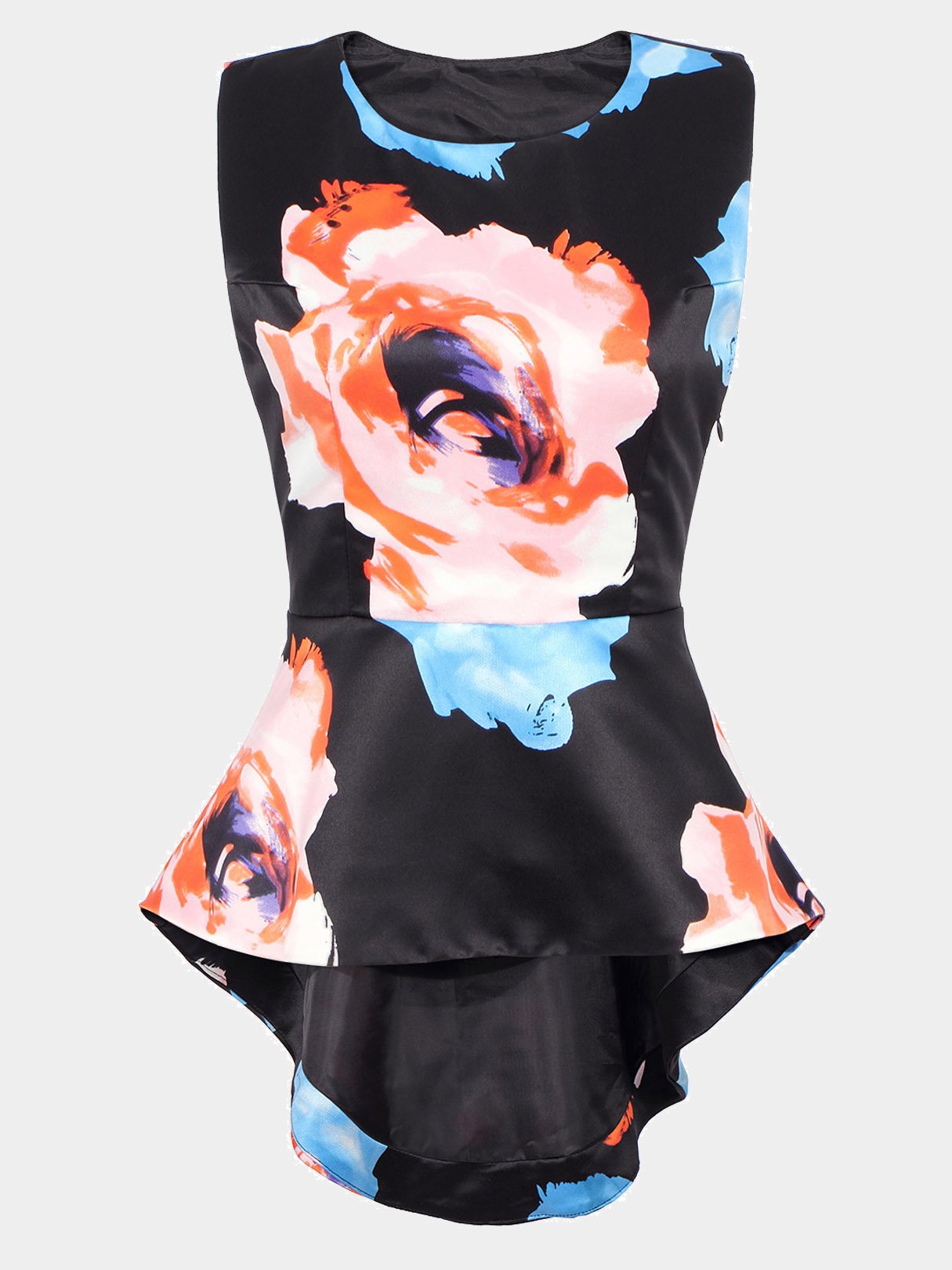 Wholesale Floral Print Black Tank Top