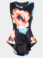 Wholesale Floral Print Black Tank Top