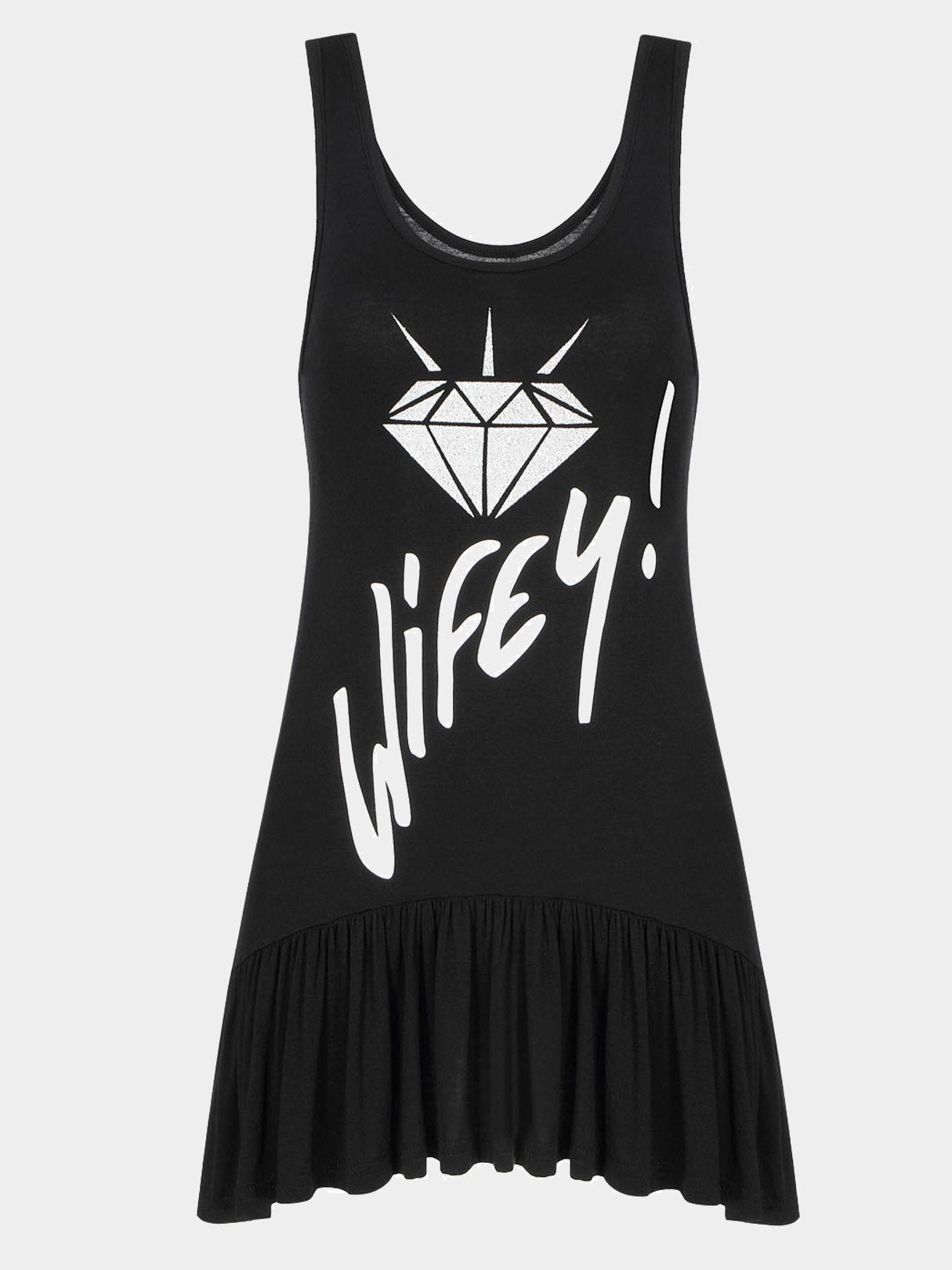 Wholesale Black Letter And Diamond Print Mini Dress