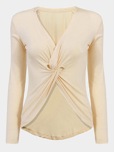 Wholesale Long Sleeve T-Shirt With Crossed Front