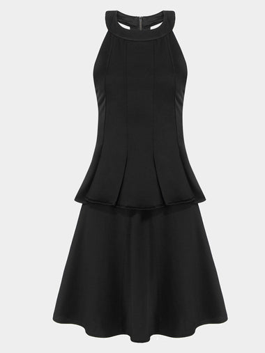 Wholesale Black Halter Neck Flouncing Hem Sexy Dress